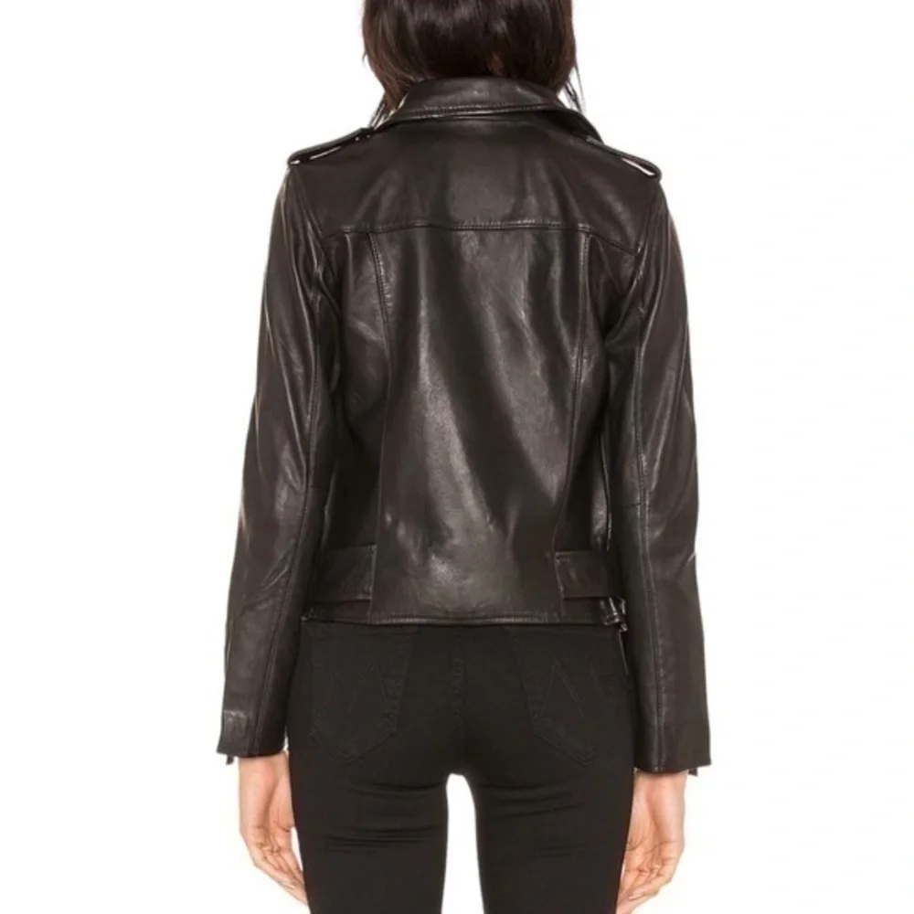 Allsaints‎ Balfern Black Leather Biker Moto Zip Jacket 00